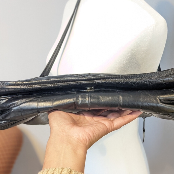 Vintage 80's Black leather bag - Picture 6 of 9
